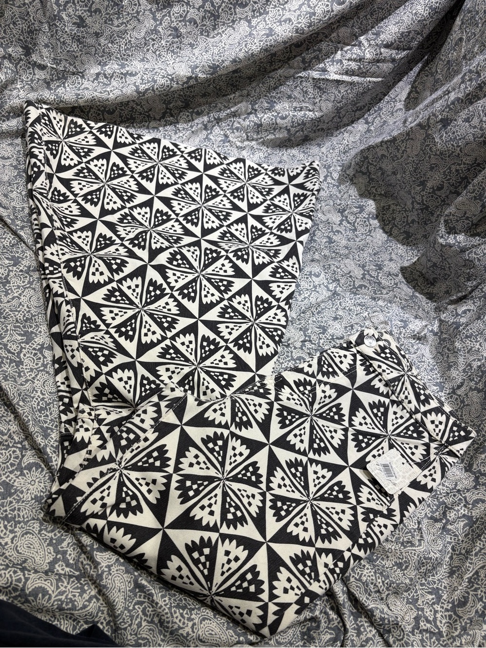 NWT Free People black white geometric print festival flare jeans 29 8